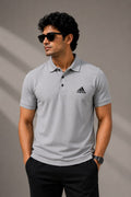 Men's Premium Polo Tshirt | Grey | Soft Cotton Blend | Regular Fit | Half Sleeve Casual Wear