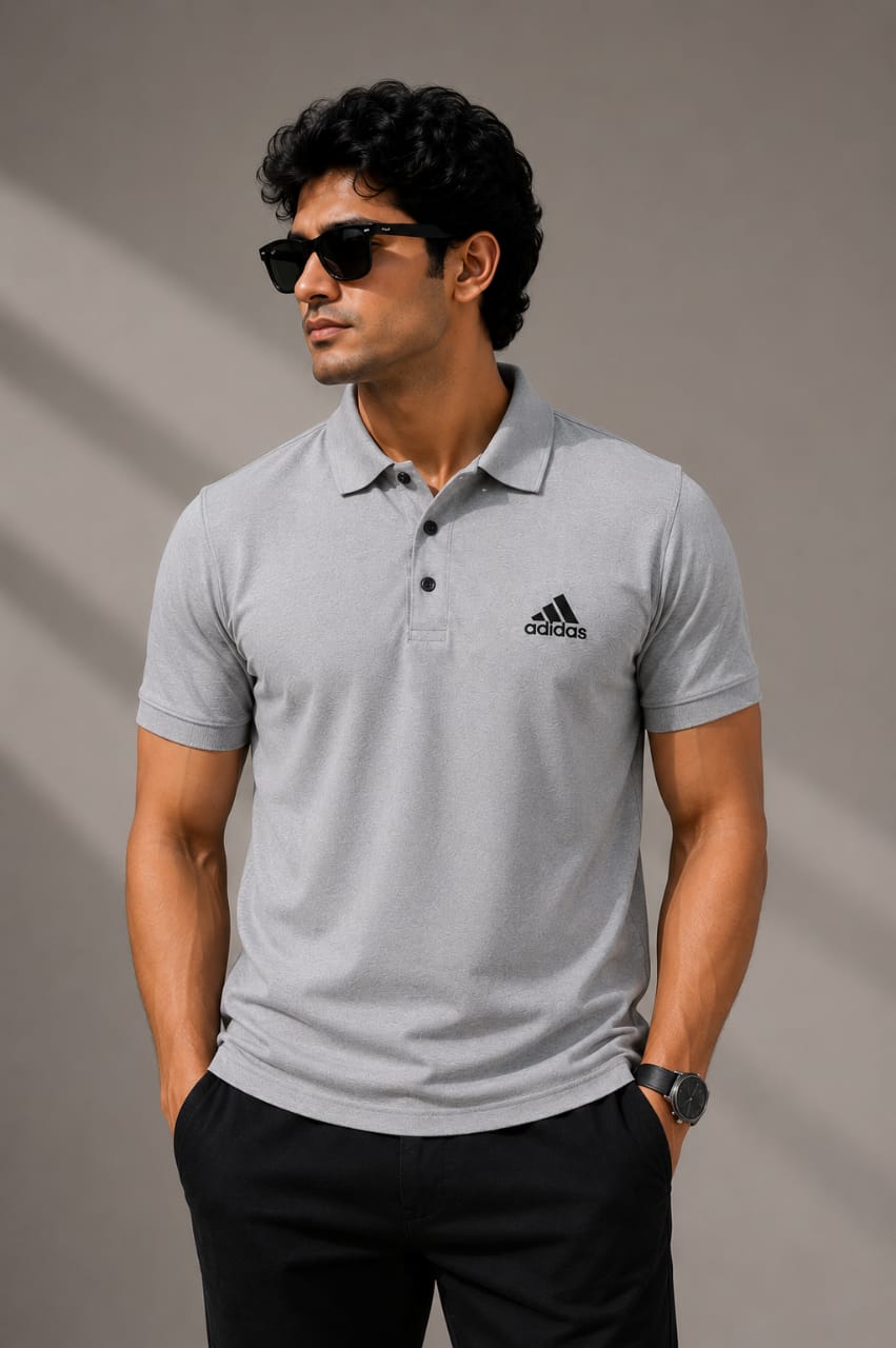 Men's Premium Polo Tshirt | Grey | Soft Cotton Blend | Regular Fit | Half Sleeve Casual Wear