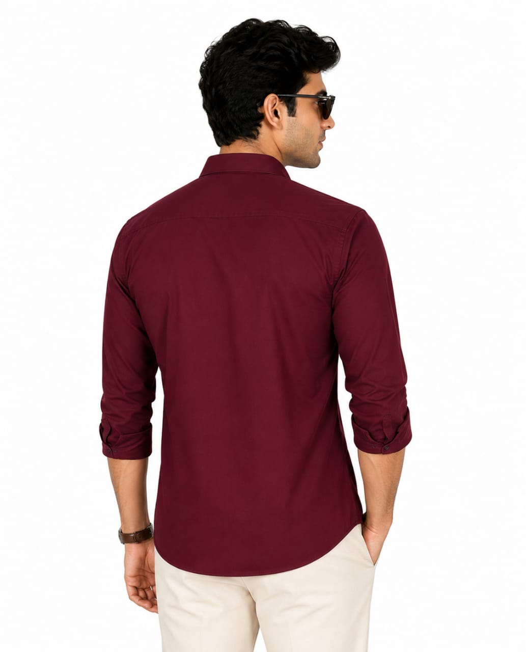 Men’s Maroon Solid Full Sleeve Shirt | Premium Cotton Fabric | Stylish Slim Fit | Office & Evening Wear
