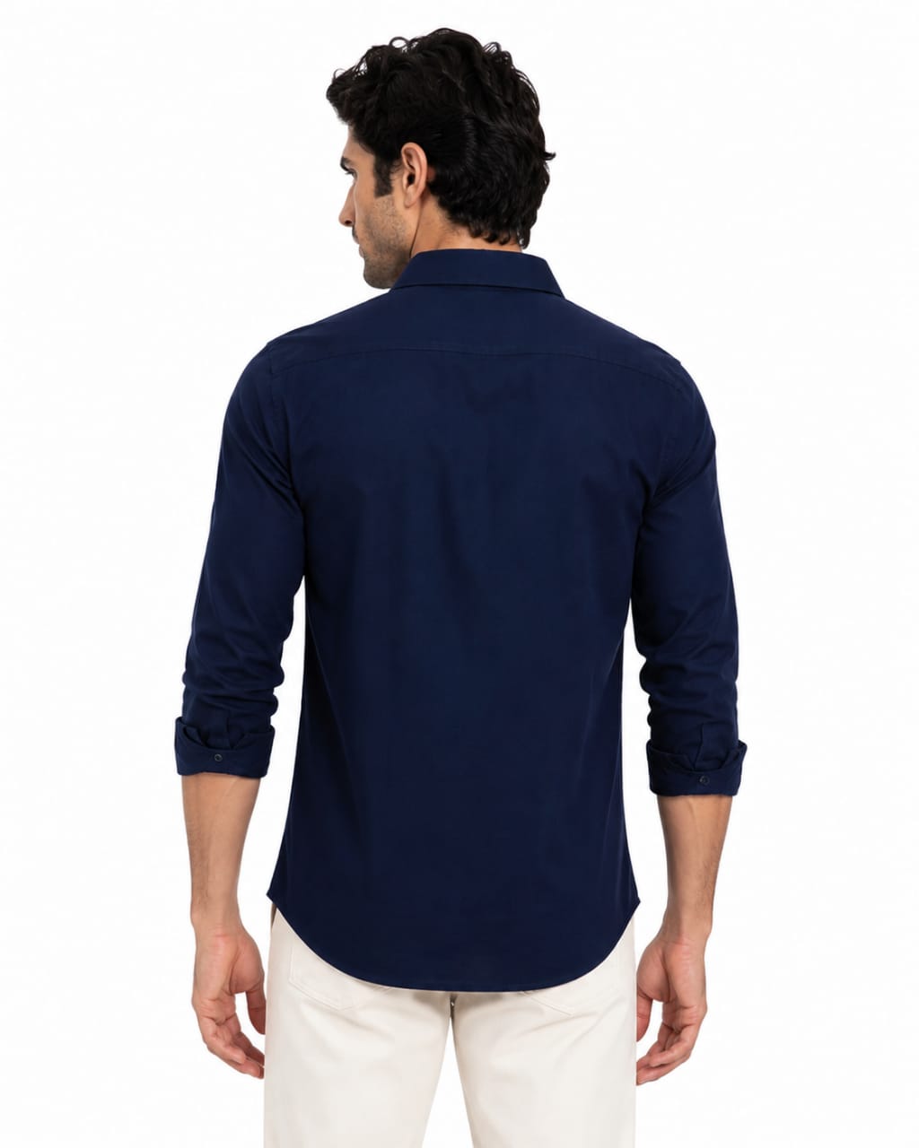 Men’s Navy Blue Solid Full Sleeve Shirt | Premium Cotton Fabric | Stylish Slim Fit | Office & Evening Wear