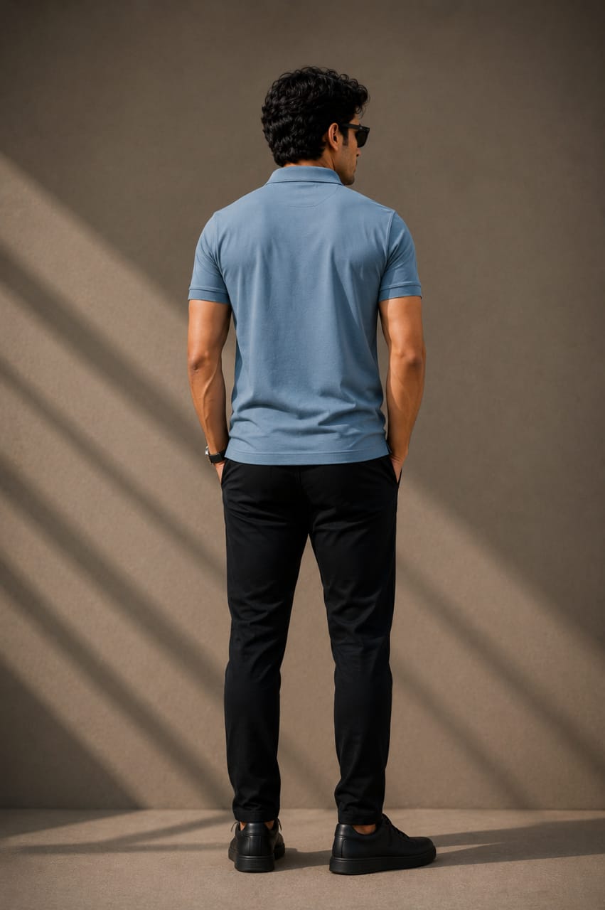 Men's Sky Blue Premium Polo T-shirt | Regular Fit | Soft Cotton Blend
