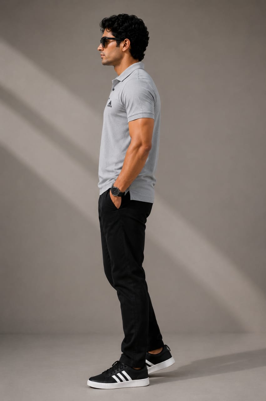 Men's Premium Polo Tshirt | Grey | Soft Cotton Blend | Regular Fit | Half Sleeve Casual Wear
