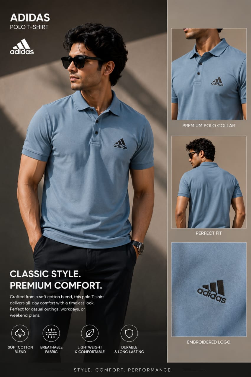Men's Sky Blue Premium Polo T-shirt | Regular Fit | Soft Cotton Blend